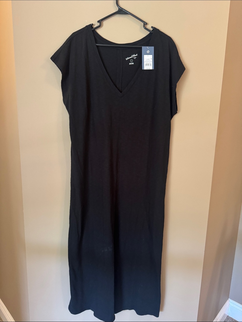 Classic Black V-Neck T Shirt Maxi Dress